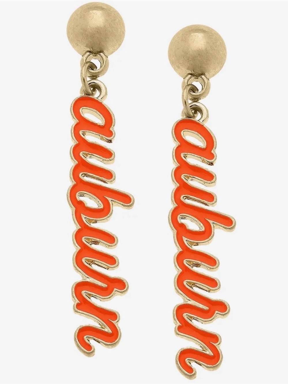 Gold-Tone Orange Script Drop Earrings